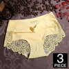 Image of Women Ice Silk Panties Seamless Briefs Set Sexy Lace Underwear Low Waist Patchwork Lingerie Underpants 3pcs/lot #F