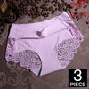 Image of Women Ice Silk Panties Seamless Briefs Set Sexy Lace Underwear Low Waist Patchwork Lingerie Underpants 3pcs/lot #F