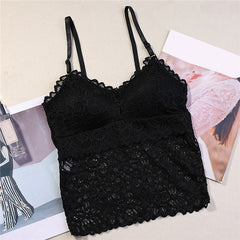 Women Lace Tube Top Flower Camisoles Sexy Crop Top Female Tanks Top Bralette