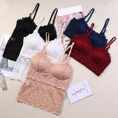 Women Lace Tube Top Flower Camisoles Sexy Crop Top Female Tanks Top Bralette