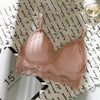 Image of Women Lace Wireless Padded Seamless Bra Sexy Bra Cotton Lingerie Breathable Underwear