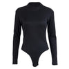 Image of Women Ladies Sexy Fashion Bodysuit 2 Style Long Sleeve Turtleneck Solid Skinny White Black Clothes Size S-2XL
