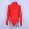 Image of Women Long Sleeve Bodysuit Fashion Stretch Women's Bodysuit With Button Solid Slim Casual Ladies Rompers Autumn Clothing