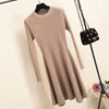 Image of Women Long Sleeve Sweater Dress Women's Irregular Hem Casual Autumn Winter Dress Women O-neck A Line Short Mini Knitted Dresses