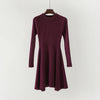 Image of Women Long Sleeve Sweater Dress Women's Irregular Hem Casual Autumn Winter Dress Women O-neck A Line Short Mini Knitted Dresses