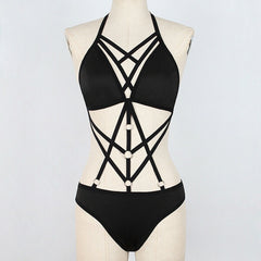 Women Punk Gothic Sexy Bodysuit Lingerie Backless Teddies Hip Exotic Bodysuit Babydoll Nightwear