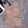 Image of Women Push Up Sexy Bra Set Floral Lace Transparent Bralette Sexy Lingerie Wireless Bra Panties Set