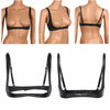 Image of Women Sexy Brs Lingerie Fashion Faux Leather Bra Tops Adjustable Wire-free Open Cup Bra Tops Shelf Bra Exposed Breasts Nipples