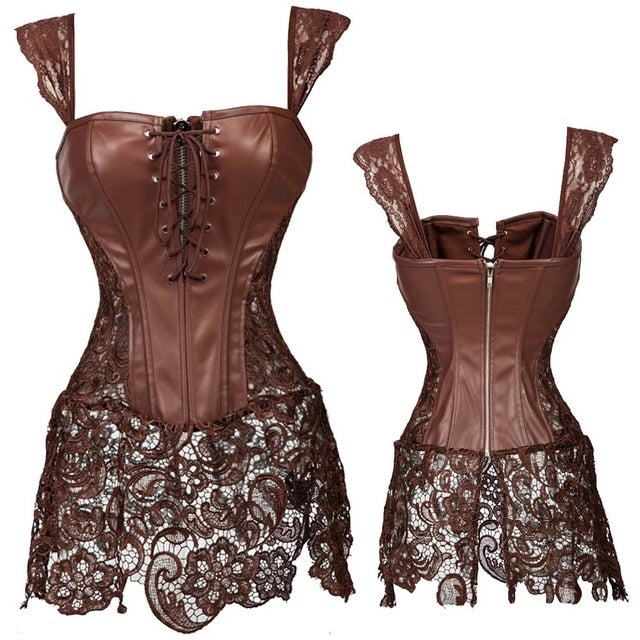 Burvogue Underbust Steampunk Corset Waist Control Gothic Corsets Cincher with Curved Hem Bustiers Embroidery Short Waist Trainer  (3)