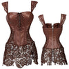 Image of Women Sexy Burlesque Overbust Corset Bustier Top With Mini TuTu Skirt Fancy Dresses Costume Sexy Gothic Corsets Dress