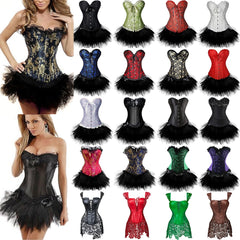 Burvogue Underbust Steampunk Corset Waist Control Gothic Corsets Cincher with Curved Hem Bustiers Embroidery Short Waist Trainer  (3)