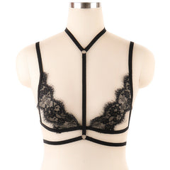 Women Sexy Harness Bra Open Cup Chain Bra Ultra Boost Bondage Restraints Lingerie Sexy Lace harness bra top strappy wire cage