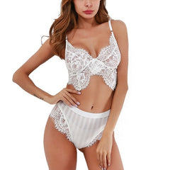 Women Sexy Lace Bra+Brief Sets   Summer  Lace Lingerie Nightwear Babydoll High Waist  Underwear Bra Set For Women