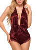 Image of Women Sexy Lace Satin Lingerie Smooth Silk-like Nightwear Sleepwear Set Nighties for Women Night Dress Wear Deep V-Neck