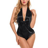 Image of Women Sexy Lace Satin Lingerie Smooth Silk-like Nightwear Sleepwear Set Nighties for Women Night Dress Wear Deep V-Neck