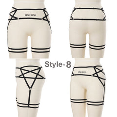 Women Sexy Leg Harness Garter Belt Elastic Cage Hollow Leg Gothic Suspender Strap Underwear Leg Strap Garte