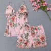Image of Women Sexy Lingerie Homewear Set Silk Satin Sleepwear Sex Flower Lace Sleepsuits Set V-neck Temptation Night Underwear Mujer2019