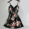 Image of Women Sexy Lingerie Satin Sleepwear Summer Nightdress Lace Nightgown Floral Print Silk Homewear Female Chest Pad Nightwear