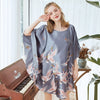 Image of Women Sexy Nightwear Satin Silk Sleepwear Bat Sleeve Knee Length Sleepshirts Crane Nightdress Lingerie Night Wear Dress Gown