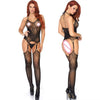 Image of Women Sexy Open Crotch Bodystocking erotic Lingerie V neck Body suit stocking porno underwear Crotchless babydolls costumes 575