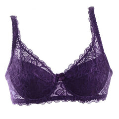Women Sexy Underwear Brand Lace Minimizer Padded Lace Sheer Push Up Bra 34 Cup