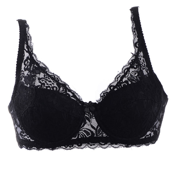 Women Sexy Underwear Brand Lace Minimizer Padded Lace Sheer Push Up Bra 34 Cup
