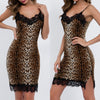 Image of Women Sexy Underwear Polyester Lace Leopard Nightdress Stretch Bodycon Dress Sleepwear Sexy Lingerie Nightgown Homewear *S