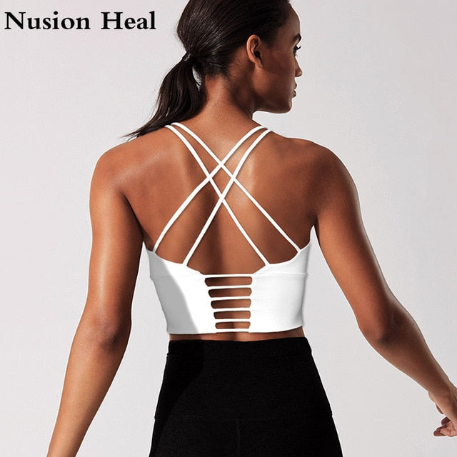 Women Sports Bra Tops High Impact for Fitness Yoga Running Pad Cropped Top SportsWear Tank Yoga Tops Sports Push Up Bra Women