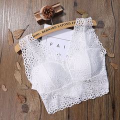 Women Tank Top Bra Sexy Lace Floral Cami Bralette Crochet Vest Crop Top