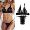 Image of Women Underwear Sexy Lingerie Lace Bralette Bra And Panty Set Femme Crop Top G-string Transparent Brassiere Party See Through