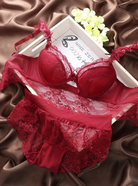 Women Underwear Solid Bra Briefs Sets Sexy Plus Size Lingerie Suit Lace Bra And Panties Female Push Up Bra Set