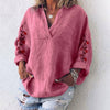 Image of Women V Neck Long Sleeve Blouse Floral Embroidery Tops ZANZEA Autumn Cotton Linen Shirt Femme Robe Work Blusas Chemise Mujer 7