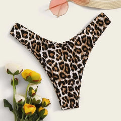 Women bikini thong Sexy high Leg panties Leopard Swimwear Bathing Beachwear Swimming Shorts brazilian swimsuit bottoms #c