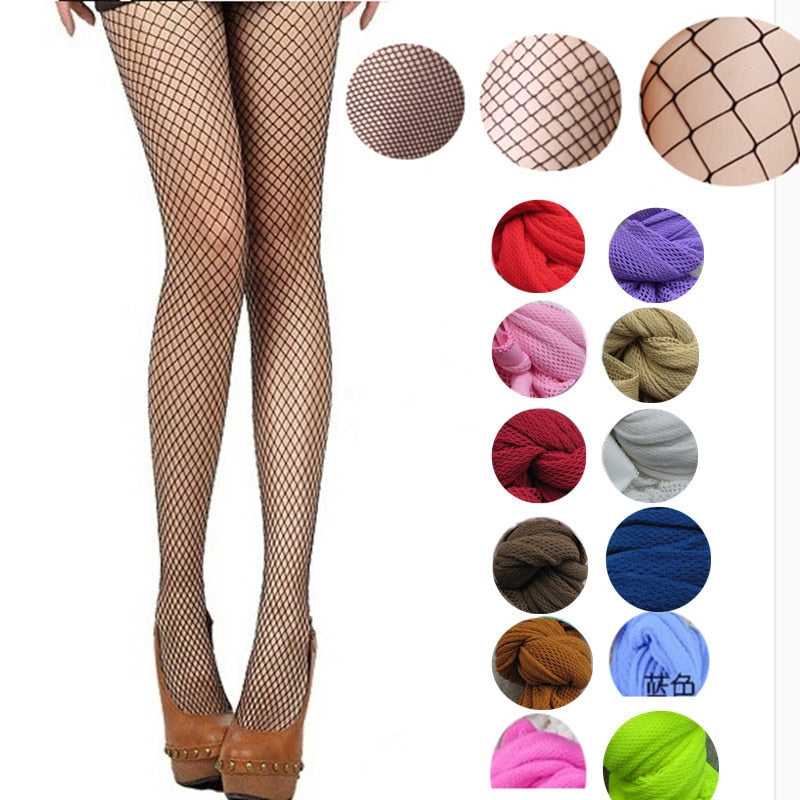 Women pantyhose Multicolor fishnet stockings,colored small middle big mesh fishnet tights anti-hook nylon stockings visnet panty