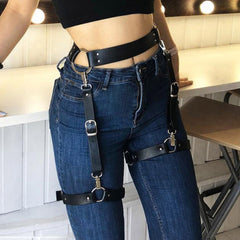 Women's Belt For Stocking Garters Female Faux Leather Harness Leg Cage Body Bondage Adjustable Harajuku Garter Belt Harness Punk