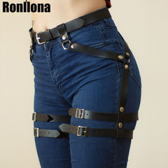 Women's Belt For Stocking Garters Female Faux Leather Harness Leg Cage Body Bondage Adjustable Harajuku Garter Belt Harness Punk