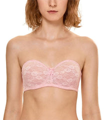 Women's Convertible Basic Sheer Underwire Non-padded Multiway Strapless Lace Bra