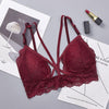Image of Women\'s Deep V Lace Bra Sexy Bralette Hollow Out Lingerie Female Seamless Padded Floral Brassiere Femme Sexy Underwear