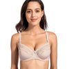 Image of Women's Floral Sheer Lace Unlined Underwire Non Padded Full Figure Plus Size Bra 34-42 B C DD E F
