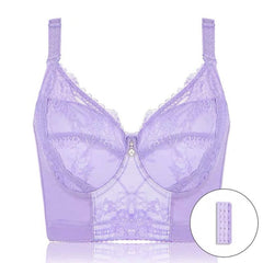 Women's Full Coverage Underwired Non Padding Breathable Balconette Sheer Floral Lace Bra Plus Size 34-46 B C D E F G H I J