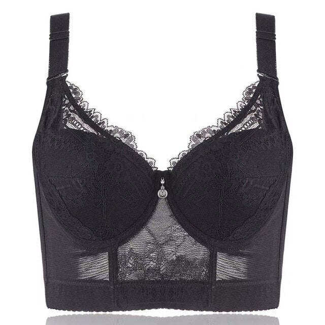Women's Full Coverage Underwired Non Padding Breathable Balconette Sheer Floral Lace Bra Plus Size 34-46 B C D E F G H I J