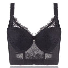 Women's Full Coverage Underwired Non Padding Breathable Balconette Sheer Floral Lace Bra Plus Size 34-46 B C D E F G H I J