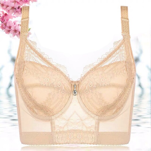 Women's Full Coverage Underwired Non Padding Breathable Balconette Sheer Floral Lace Bra Plus Size 34-46 B C D E F G H I J