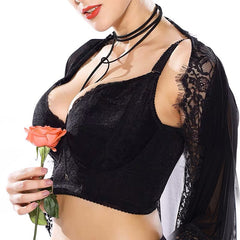 Women's Full Coverage Underwired Non Padding Breathable Balconette Sheer Floral Lace Bra Plus Size 34-46 B C D E F G H I J