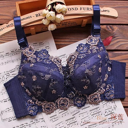 Women's Full coverage Underwired Non Padding Sheer Floral Lace Breathable Balconette Bra Plus Size 34 36 38 40 42 44 46 48 B-H