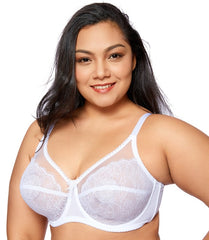 Women's  No Padding Sheer Lace Full Cup Plus Size Unlined Underwire Bra Breathable