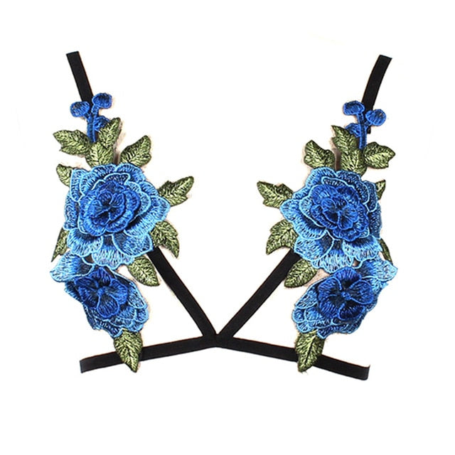 Women's Rose Bandage Embroidered Appliques Floral Bralette Bra Bralette Ladies Corset Tops Tank Black Bras Lingerie