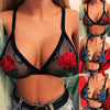 Image of Women's Rose Bandage Embroidered Appliques Floral Bralette Bra Bralette Ladies Corset Tops Tank Black Bras Lingerie