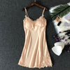 Image of Women's Sexy Lingerie Silk Nightgown Summer Dress Lace Night Dress Sleepwear Babydoll Nightie Satin Homewear Chest Pad Nightwear