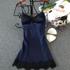 Image of Women's Sexy Lingerie Silk Nightgown Summer Dress Lace Night Dress Sleepwear Babydoll Nightie Satin Homewear Chest Pad Nightwear